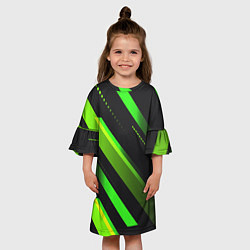 Платье клеш для девочки Color black green, цвет: 3D-принт — фото 2