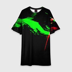 Платье клеш для девочки Color black green red, цвет: 3D-принт