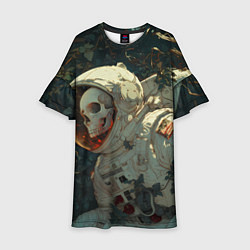 Платье клеш для девочки Скелет космонавт, цвет: 3D-принт