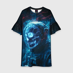 Платье клеш для девочки Скелет американского космонавта, цвет: 3D-принт