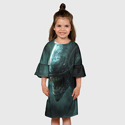 Платье клеш для девочки Чужой в космосе, цвет: 3D-принт — фото 2