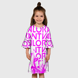 Платье клеш для девочки Valorant розовый огонь, цвет: 3D-принт — фото 2