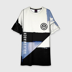 Платье клеш для девочки Volkswagen логотип, цвет: 3D-принт