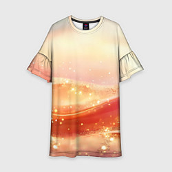 Платье клеш для девочки Оранжевые пески - абстракция, цвет: 3D-принт