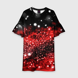 Платье клеш для девочки Красно-черная блестящая текстура, цвет: 3D-принт