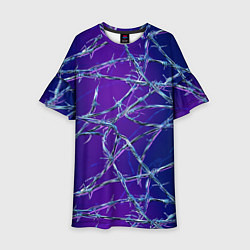 Платье клеш для девочки Проволока на сине-фиолетовом фоне - абстрактная те, цвет: 3D-принт