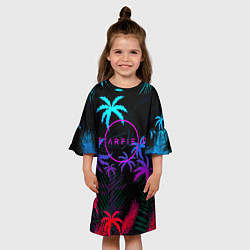 Платье клеш для девочки Starfield неоновые тропики, цвет: 3D-принт — фото 2