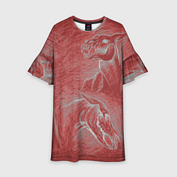 Платье клеш для девочки Черепа лошадей - эскиз, цвет: 3D-принт