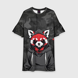 Платье клеш для девочки Красная панда в балахоне, цвет: 3D-принт
