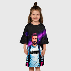 Платье клеш для девочки Админ и космос, цвет: 3D-принт — фото 2