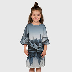Платье клеш для девочки Небоскребы и скалы, цвет: 3D-принт — фото 2