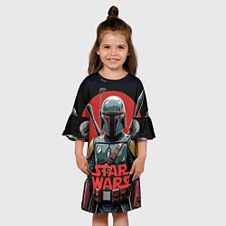 Платье клеш для девочки Boba Fett звездные войны, цвет: 3D-принт — фото 2