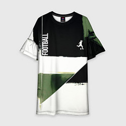 Платье клеш для девочки Футбол на фоне брызг красок, цвет: 3D-принт