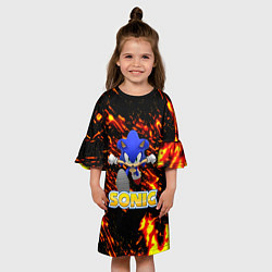 Платье клеш для девочки Sonic огенная текстура, цвет: 3D-принт — фото 2