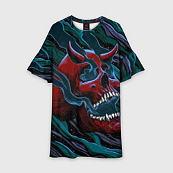 Платье клеш для девочки Череп с рогами, цвет: 3D-принт