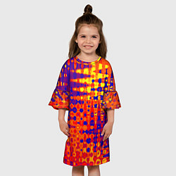 Платье клеш для девочки Пламенный сочный оранжево-синий, цвет: 3D-принт — фото 2