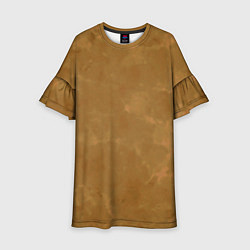 Платье клеш для девочки Светлый оливково-коричневый однотонный текстурный, цвет: 3D-принт