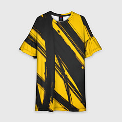 Платье клеш для девочки Абстракция на желтом, цвет: 3D-принт
