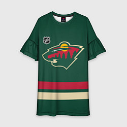 Платье клеш для девочки Миннесота Уайлд хоккей, цвет: 3D-принт