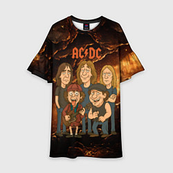 Платье клеш для девочки ACDC карикатурный стиль, цвет: 3D-принт
