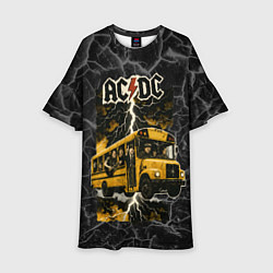 Платье клеш для девочки ACDC автобус группы, цвет: 3D-принт