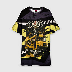 Платье клеш для девочки ACDC в автобусе, цвет: 3D-принт