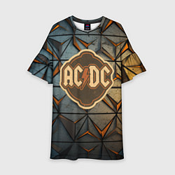 Платье клеш для девочки ACDC винтажный логотип, цвет: 3D-принт