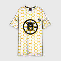 Платье клеш для девочки Бостон Брюинз - белые соты, цвет: 3D-принт