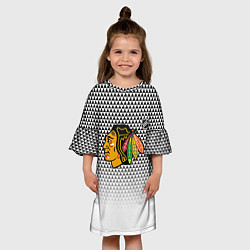 Платье клеш для девочки Чикаго Блэкхокс - геометрический паттерн с градиен, цвет: 3D-принт — фото 2