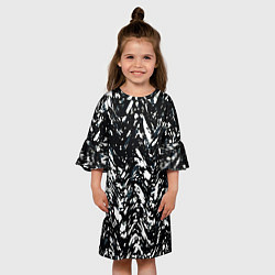 Платье клеш для девочки Искажённый пёстрый чёрно-белый, цвет: 3D-принт — фото 2