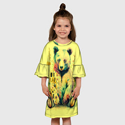 Платье клеш для девочки Медведь с узорами в стиле Климта, цвет: 3D-принт — фото 2
