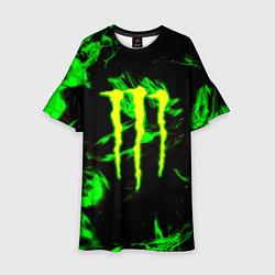 Детское платье Monster energy кислотное лого огонь