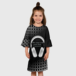 Платье клеш для девочки Музыка - цитата, цвет: 3D-принт — фото 2