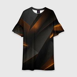 Платье клеш для девочки Черная текстура с углами, цвет: 3D-принт