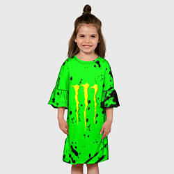 Платье клеш для девочки Monster energy кислотные брызги, цвет: 3D-принт — фото 2
