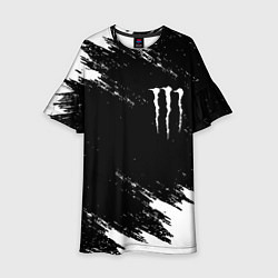 Платье клеш для девочки Monster energy краски штрихи белые, цвет: 3D-принт