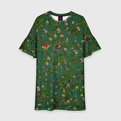 Платье клеш для девочки Земли Причала - Герои 3, цвет: 3D-принт