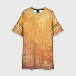 Платье клеш для девочки Абстракция - red and yellow spots, цвет: 3D-принт