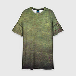 Платье клеш для девочки Абстракция - old board painted with green paint, цвет: 3D-принт