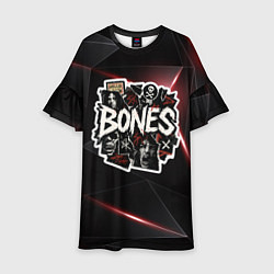 Платье клеш для девочки Bones logo stickers, цвет: 3D-принт