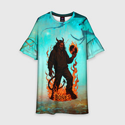 Платье клеш для девочки Bones в стиле демона, цвет: 3D-принт