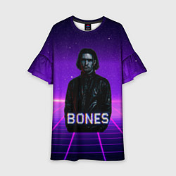 Платье клеш для девочки Bones retrowave, цвет: 3D-принт