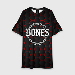 Платье клеш для девочки Bones лого в цепях, цвет: 3D-принт