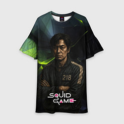 Платье клеш для девочки Игра в кальмара - игрок 218 скрещивает руки, цвет: 3D-принт