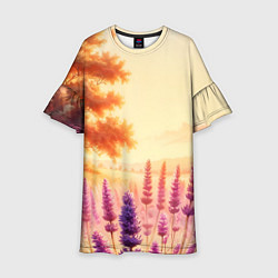 Платье клеш для девочки Поле цветочное, цвет: 3D-принт