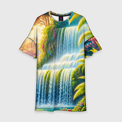 Платье клеш для девочки Каскадный водопад, цвет: 3D-принт