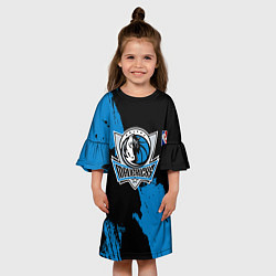 Платье клеш для девочки Даллас Маверикс - брызги краски, цвет: 3D-принт — фото 2