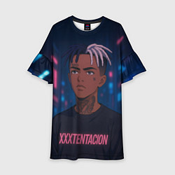Платье клеш для девочки XXXTentacion - Неоновый аниме арт, цвет: 3D-принт
