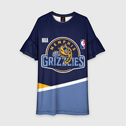 Платье клеш для девочки Мемфис Гриззлис - линии, цвет: 3D-принт