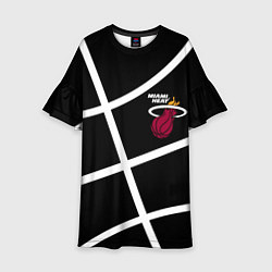 Платье клеш для девочки Майами Хит - баскетбольный линии, цвет: 3D-принт
